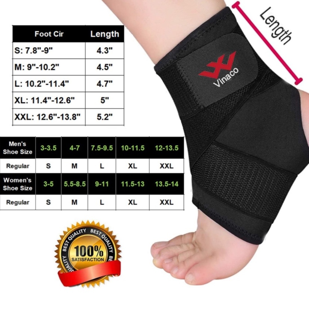 Vinaco Ankle Wraps Support Brace Pair & Wrist Wraps Neoprine XXL Men/Women - Picture 5 of 12